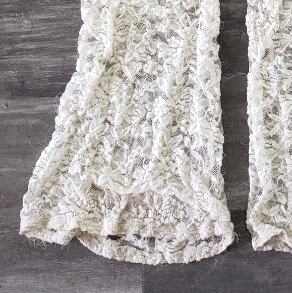 White Lace Detailed High Waisted Flare Pant - Picture 4 of 6